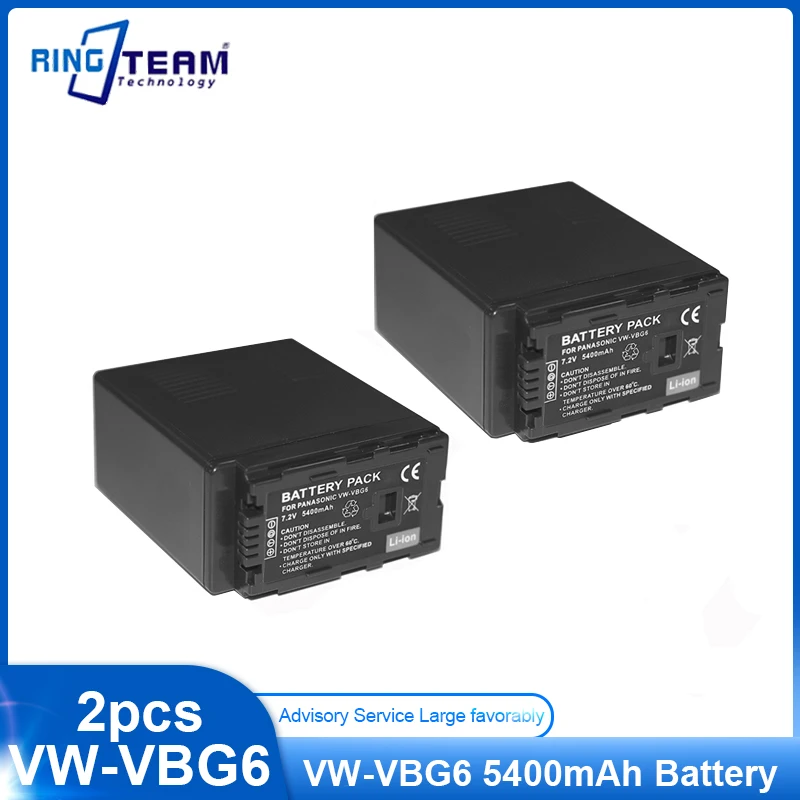 2pcs 5400mAh VW-VBG6 Pro VWVBG6 VW-VBG6GK Battery for Panasonic VW-VBG260 VBG260-K VBG260E-K.VBG260GK VBG260GK9 VBG130PP9 BLA13G
2pcs 5400mAh VW-VBG6 Pro VWVBG6 VW-VBG6GK Battery for Panasonic VW-VBG260 VBG260-K VBG260E-K.VBG260GK VBG260GK9 VBG130PP9 BLA13G