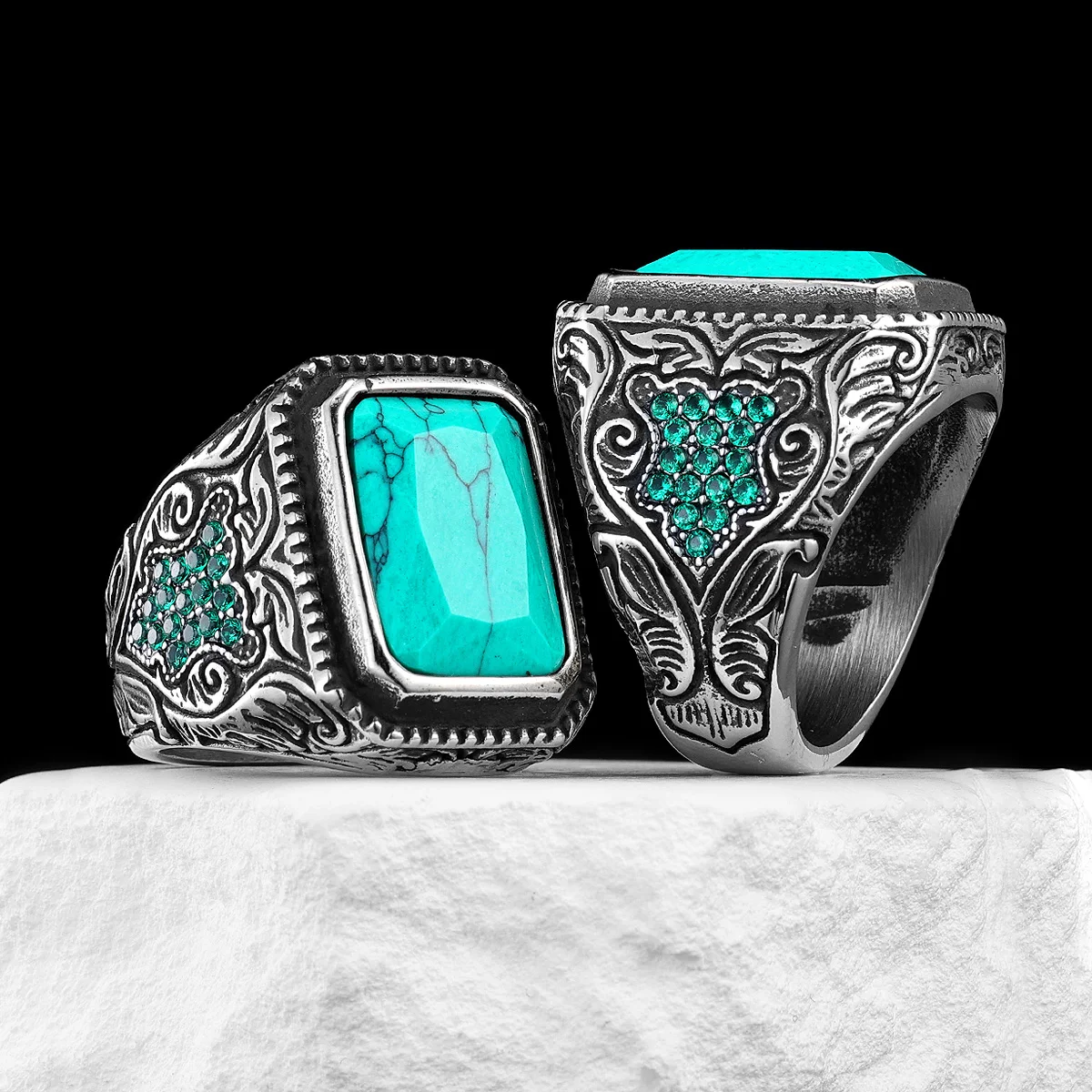 Turquoise Gemstone Simple Stainless Steel Men Rings Women Fashion Jewelry Punk Trendy Luxury Accessories Gift Wholesale
Turquoise Gemstone Simple Stainless Steel Men Rings Women Fashion Jewelry Punk Trendy Luxury Accessories Gift Wholesale
