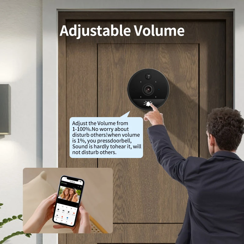 Danmini Doorbell Peephole Camera 3MP Smart Life Tuya 145° Angle 2K WiFi with Motion Detection Remote 2-Way Video Intercom Viewer
Danmini Doorbell Peephole Camera 3MP Smart Life Tuya 145° Angle 2K WiFi with Motion Detection Remote 2-Way Video Intercom Viewer