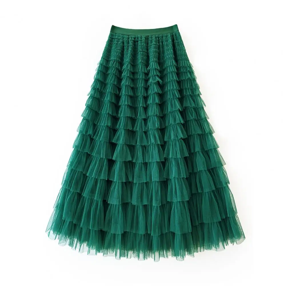 Solid Color Design Skirt Elegant Women's Solid Color Cake Skirt with Mesh Hem Mid-waist A-line Maxi Skirt for Daily Wear Stylish
Solid Color Design Skirt Elegant Women's Solid Color Cake Skirt with Mesh Hem Mid-waist A-line Maxi Skirt for Daily Wear Stylish