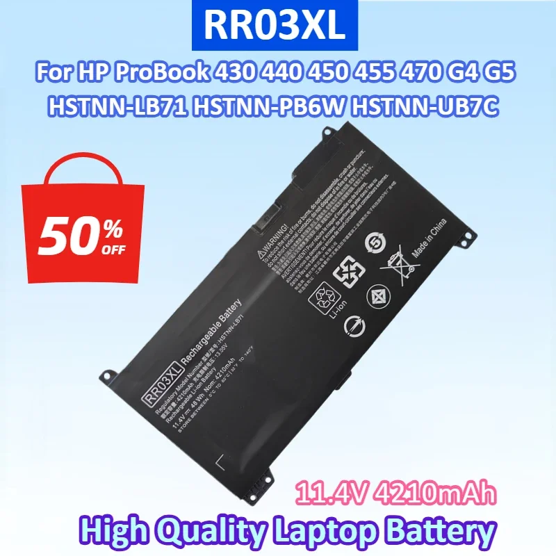 Новый аккумулятор для ноутбука RR03XL, 11,4 В, 4210 мАч для HP ProBook 430 440 450 455 470 G4 G5 HSTNN-LB71 HSTNN-UB7C HSTNN-PB6W
Новый аккумулятор для ноутбука RR03XL, 11,4 В, 4210 мАч для HP ProBook 430 440 450 455 470 G4 G5 HSTNN-LB71 HSTNN-UB7C HSTNN-PB6W