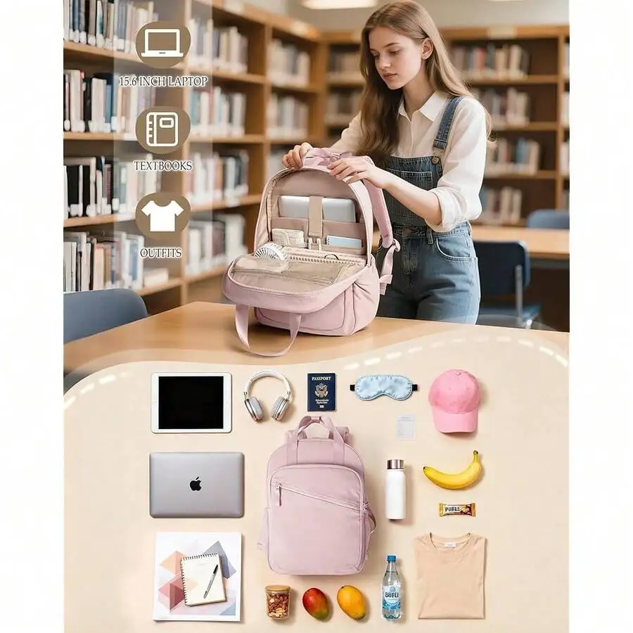 Women Lightweight Water Resistant Backpack With 15.6 Inch Laptop Sleeve 8 Pockets For Travel Work College Pink
Women Lightweight Water Resistant Backpack With 15.6 Inch Laptop Sleeve 8 Pockets For Travel Work College Pink
