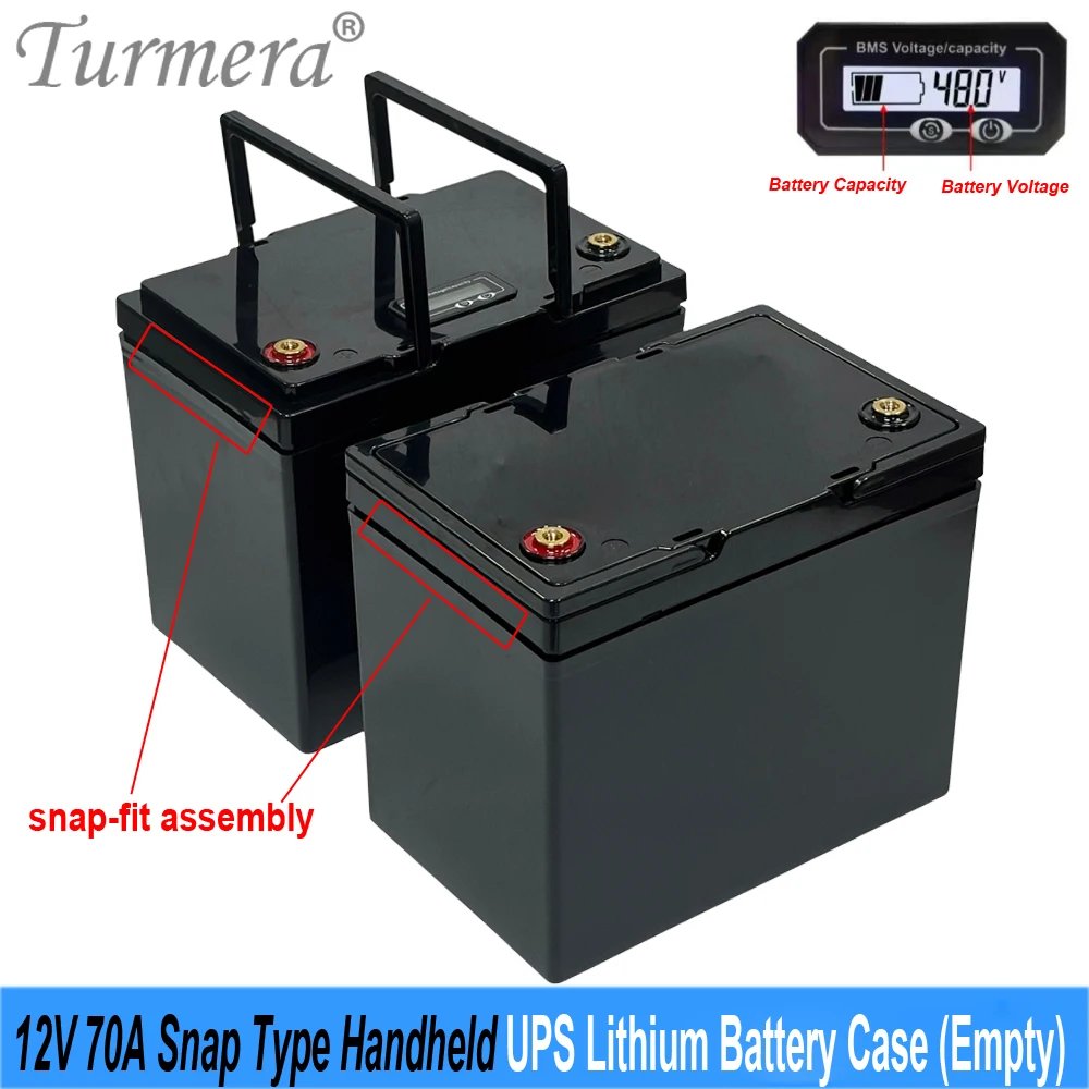 Turmera 12V 70A Empty Snap-fit UPS Lithium Battery Box M8 Terminal 4S 12.8V 100A BMS For 3.2V 100Ah LiFePO4 Battery DIY Assembly
Turmera 12V 70A Empty Snap-fit UPS Lithium Battery Box M8 Terminal 4S 12.8V 100A BMS For 3.2V 100Ah LiFePO4 Battery DIY Assembly