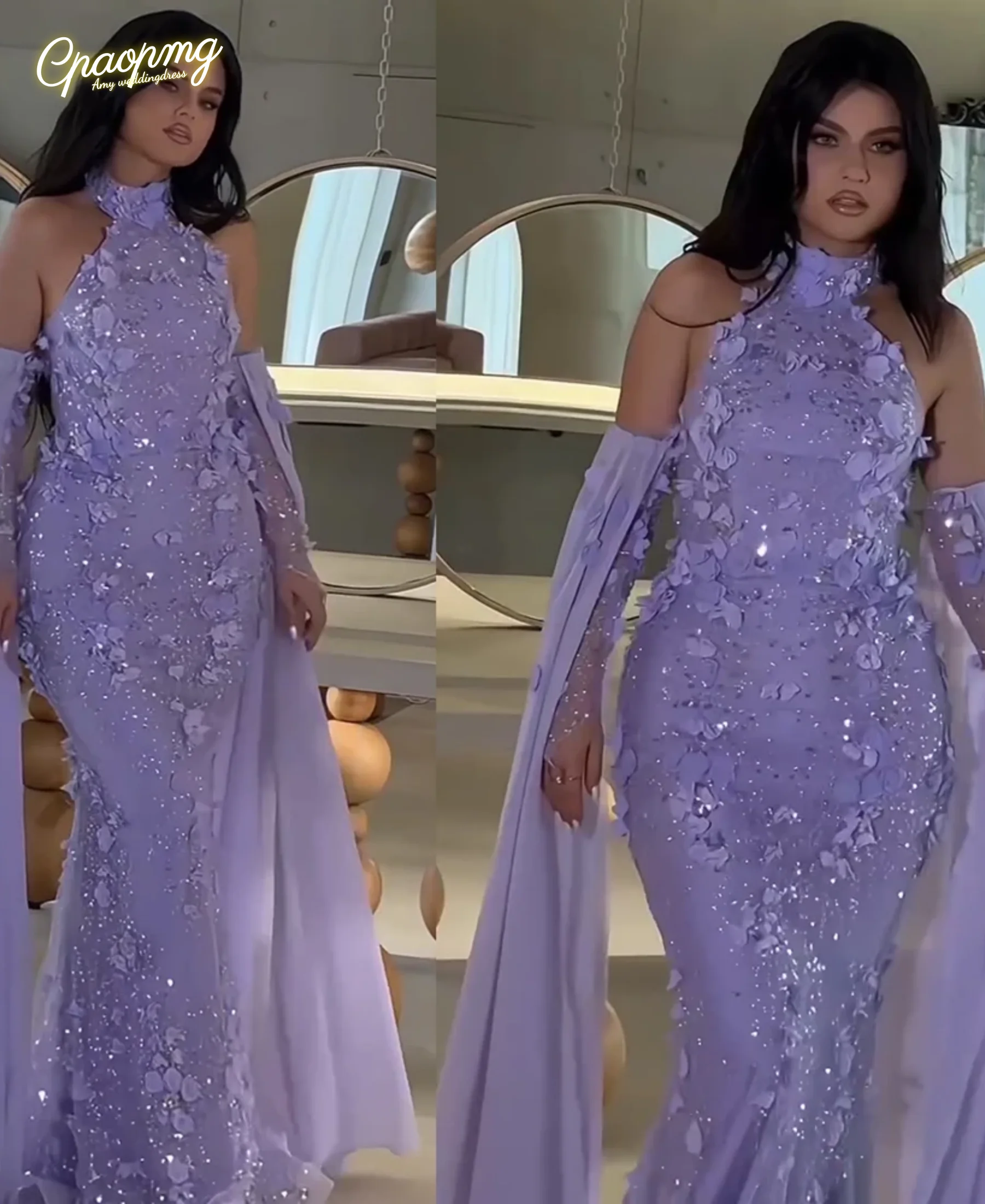 Customized Elegant Lace Flower Evening Dress for Women with Gloves Halter Long Formal Prom Wedding Party Gown
Customized Elegant Lace Flower Evening Dress for Women with Gloves Halter Long Formal Prom Wedding Party Gown