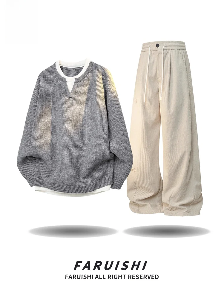 Мужской повседневный спортивный костюм: свитер с V-образным вырезом и длинные брюки. Элегантный стиль. Новинка осенне-зимнего сезона. Модный бренд. Для стильных подростков.
Мужской повседневный спортивный костюм: свитер с V-образным вырезом и длинные брюки. Элегантный стиль. Новинка осенне-зимнего сезона. Модный бренд. Для стильных подростков.