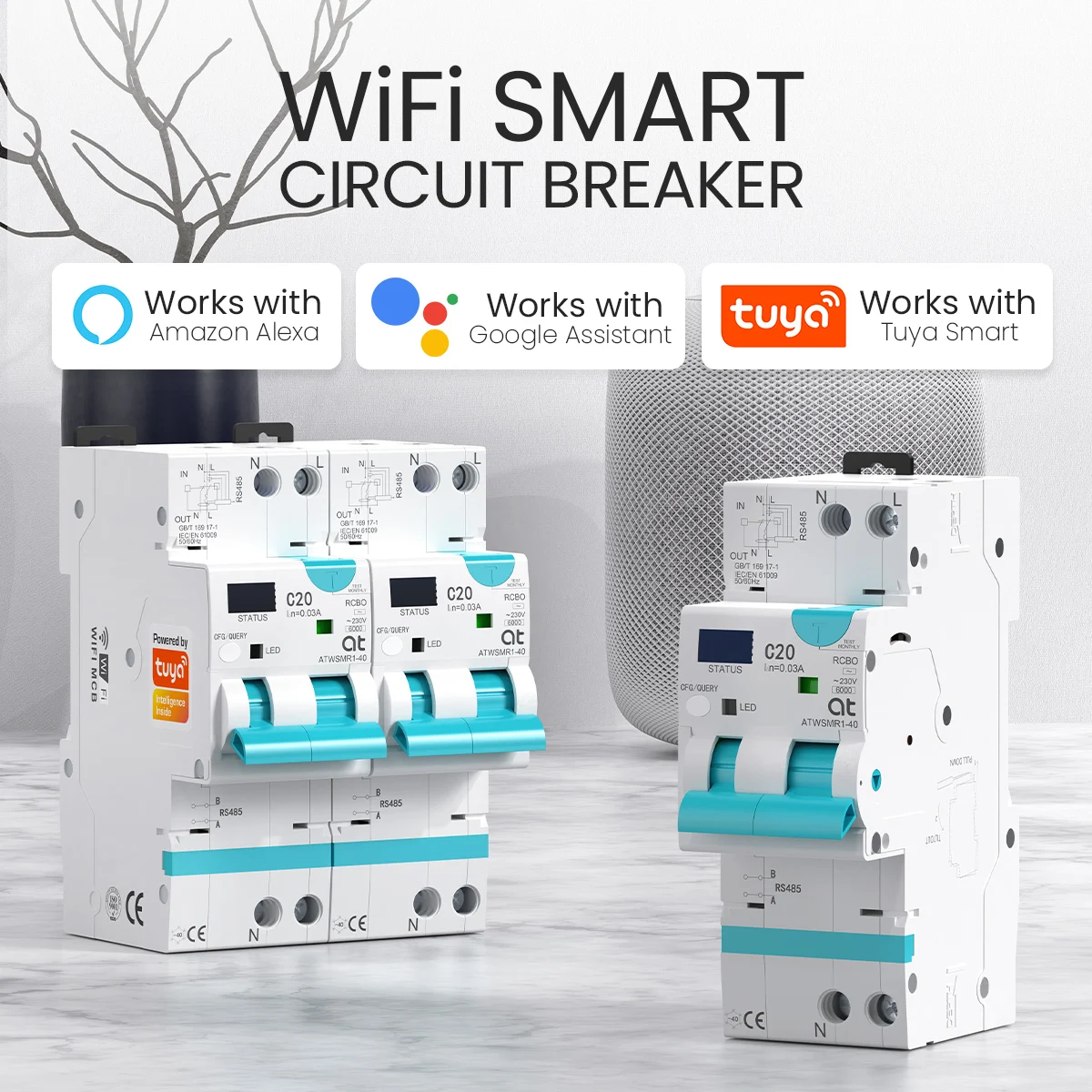 WIFI RCBO Current Circuit Breaker tuya smart Overload Overvoltage/Undervoltage Over Current Leakage Protection Reclosing Switch
WIFI RCBO Current Circuit Breaker tuya smart Overload Overvoltage/Undervoltage Over Current Leakage Protection Reclosing Switch