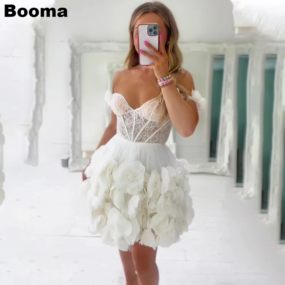 Booma White 3D Flowers Wedding Party Dresses Off Shoulder Lace Mini Bride Prom Gowns for Womens A-Line Short Bridemaids Dress
Booma White 3D Flowers Wedding Party Dresses Off Shoulder Lace Mini Bride Prom Gowns for Womens A-Line Short Bridemaids Dress
