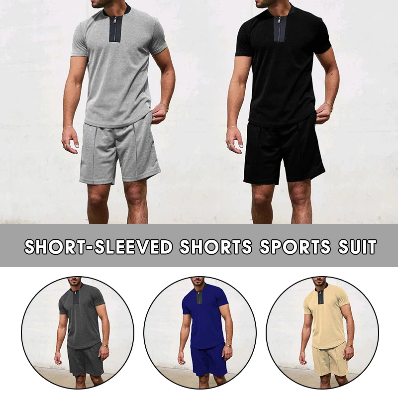 2Pcs/Set Men T-shirt Shorts Solid Color Casual Zipper Short Sleeve Tracksuit Sport Joggers Outfits Summer Tops Pants Set
2Pcs/Set Men T-shirt Shorts Solid Color Casual Zipper Short Sleeve Tracksuit Sport Joggers Outfits Summer Tops Pants Set