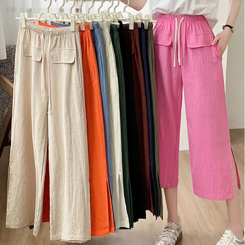 ZOCI Summer Women Straight Pants Casual Loose Ealstic Waist Wide Leg Calf-Length Pants Harajuku Vintage Side Split Trousers
ZOCI Summer Women Straight Pants Casual Loose Ealstic Waist Wide Leg Calf-Length Pants Harajuku Vintage Side Split Trousers