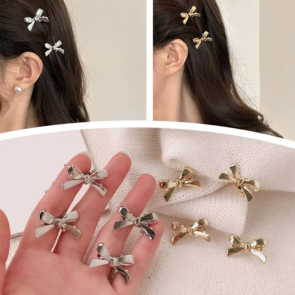 New Korean Metal Bow Hair Clip For Women Sweet Cool Silver Color Small Side Clip Duckbill Hairpin Headwear Hair Accessories B5M6
New Korean Metal Bow Hair Clip For Women Sweet Cool Silver Color Small Side Clip Duckbill Hairpin Headwear Hair Accessories B5M6
