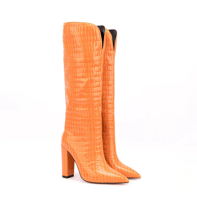 Ladies Autumn Pointed Toe Boots Brand New Stone Print/Leopard Print/Chunk Heels Orange/Sexy Runway Fashion High Boots 45 Yards
Ladies Autumn Pointed Toe Boots Brand New Stone Print/Leopard Print/Chunk Heels Orange/Sexy Runway Fashion High Boots 45 Yards