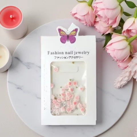 50pcs Rose Flower Nail Art Charms Decorations Jewelry 3D Flatback Resin Rhinestone Nails Accessories Manicure DIY Supplies