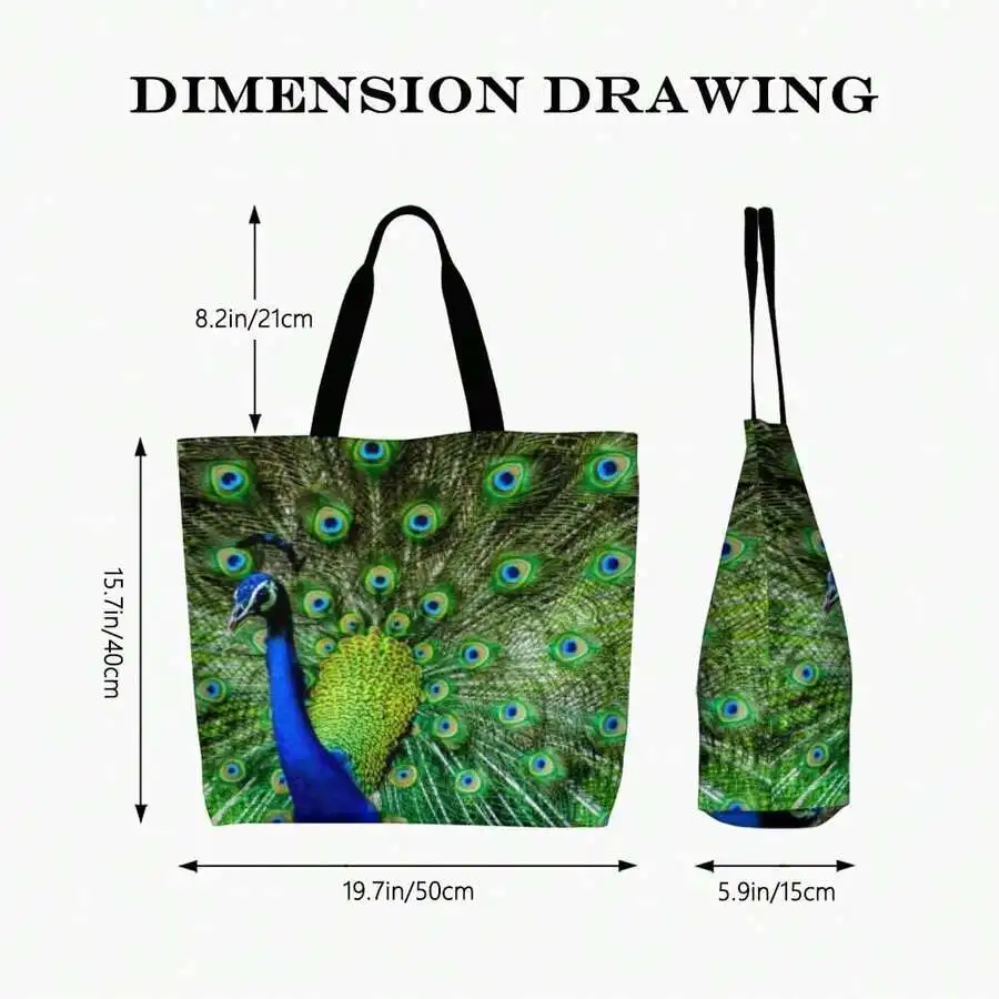 Peacock Feather Print Casual Tote Bag Stylish Oversize Shoulder Bag For Women
Peacock Feather Print Casual Tote Bag Stylish Oversize Shoulder Bag For Women