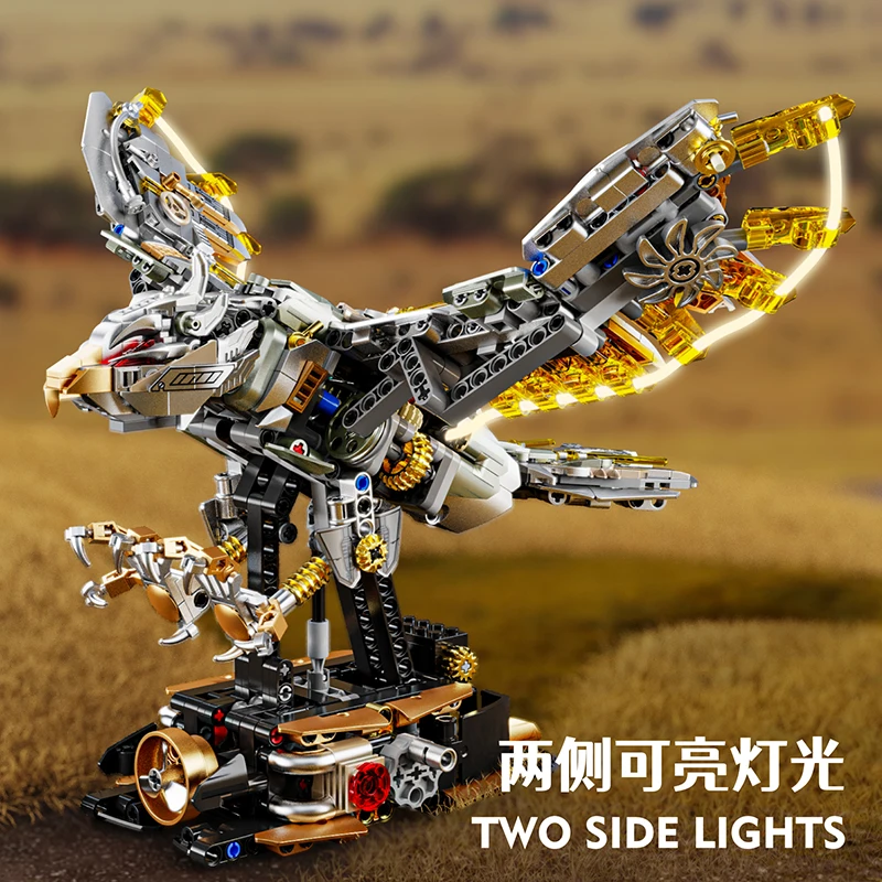 Mechanical Eagle King building block toy with light tube light technology punk style model for boys to display a holiday gift
Mechanical Eagle King building block toy with light tube light technology punk style model for boys to display a holiday gift