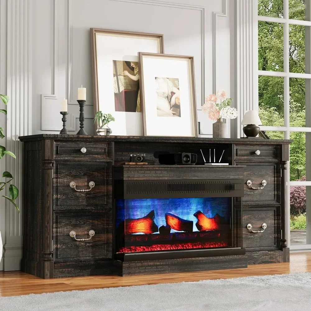 Roman Columns 3-Sided Glass Fireplace TV Stand for TVs up to 85in, with Fireplace, Rustic TV Console Table Storage Cabinet
Roman Columns 3-Sided Glass Fireplace TV Stand for TVs up to 85in, with Fireplace, Rustic TV Console Table Storage Cabinet