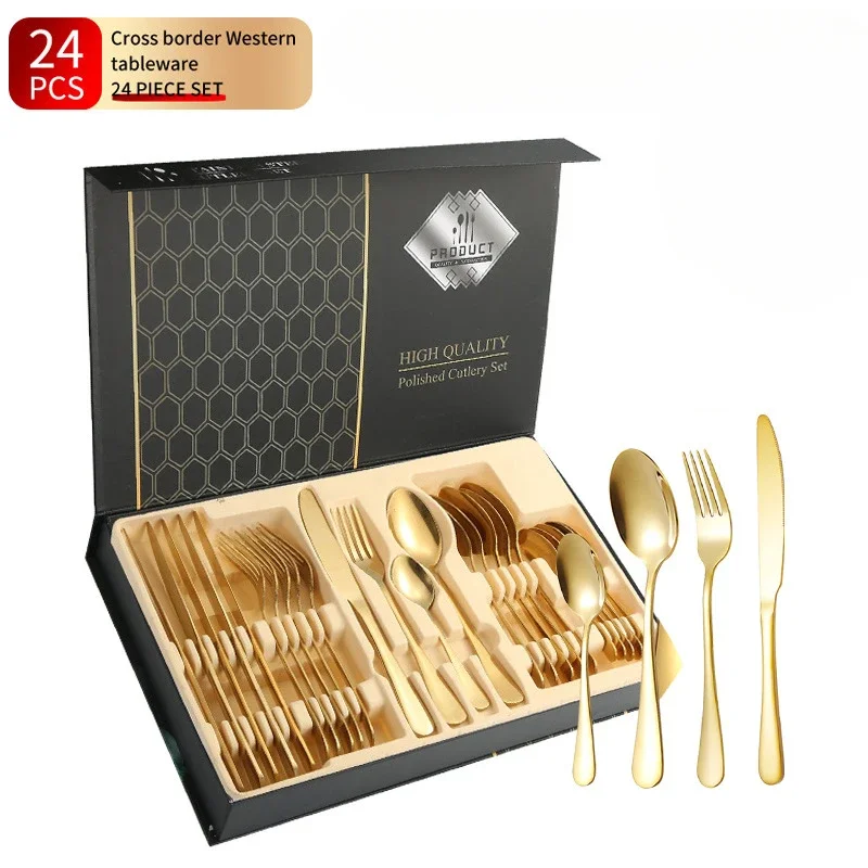 24-piece Stainless Steel Western Cutlery Steak Knife, Fork, Spoon Gift Box Cutlery Set
24-piece Stainless Steel Western Cutlery Steak Knife, Fork, Spoon Gift Box Cutlery Set