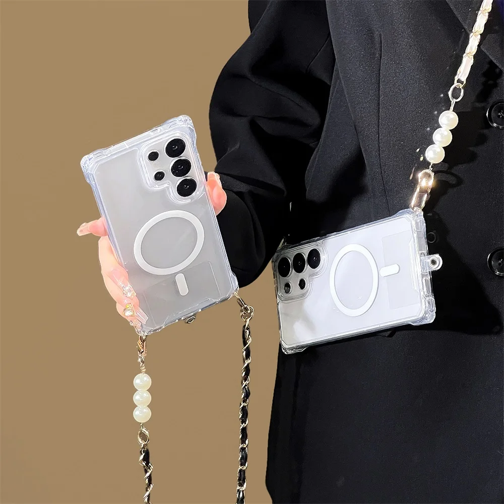 For Samsung S25 Ultra S24 S23 Plus Necklace Lanyard Wrist Strap For Magsafe Magnetic Charging Crossbody Plating Hard Clear Cover
For Samsung S25 Ultra S24 S23 Plus Necklace Lanyard Wrist Strap For Magsafe Magnetic Charging Crossbody Plating Hard Clear Cover