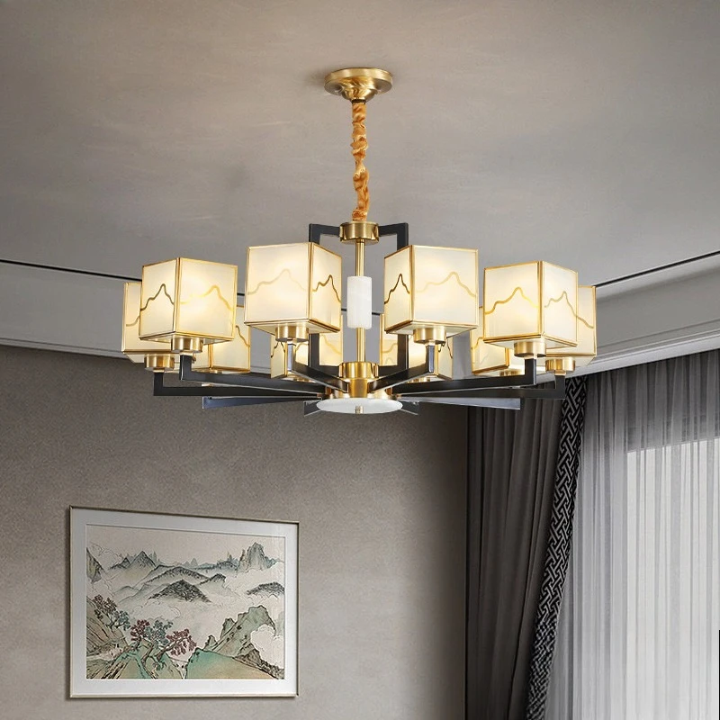 New Chinese all-copper chandelier light luxury living room modern restaurant home Chinese style zen hall villa glass headlight
New Chinese all-copper chandelier light luxury living room modern restaurant home Chinese style zen hall villa glass headlight