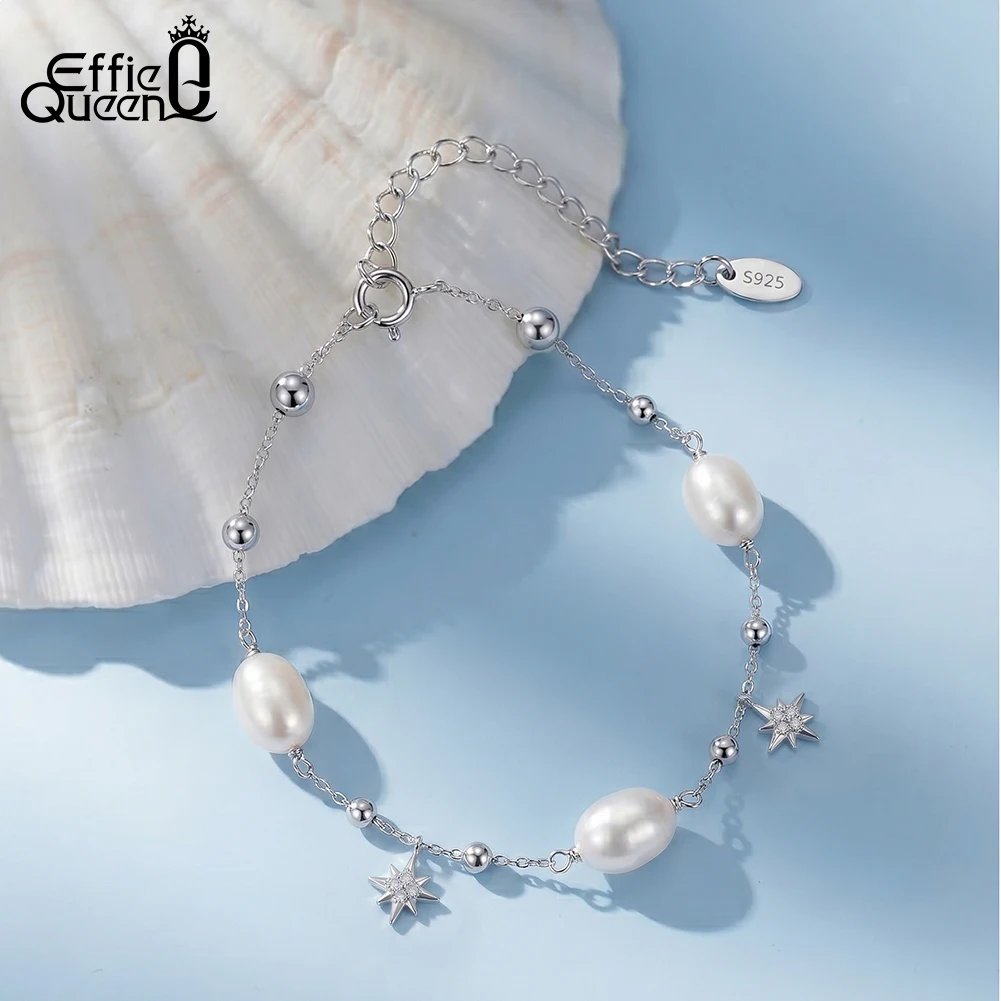 EFFIE QUEEN Vintage 925 Sterling Silver Star Freshwater Pearl Bracelet For Women Luxury CZ Charm Bracelet Chic Party Gift GPB60
EFFIE QUEEN Vintage 925 Sterling Silver Star Freshwater Pearl Bracelet For Women Luxury CZ Charm Bracelet Chic Party Gift GPB60
