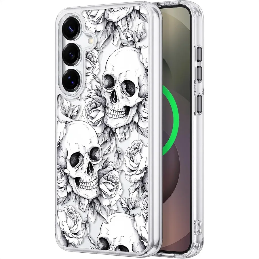 Clear Phone Case for Samsung Galaxy S25 Compatible with Magsafe Rose Skull Cool Skeleton Gothic Witchy Grunge Halloween Design
Clear Phone Case for Samsung Galaxy S25 Compatible with Magsafe Rose Skull Cool Skeleton Gothic Witchy Grunge Halloween Design