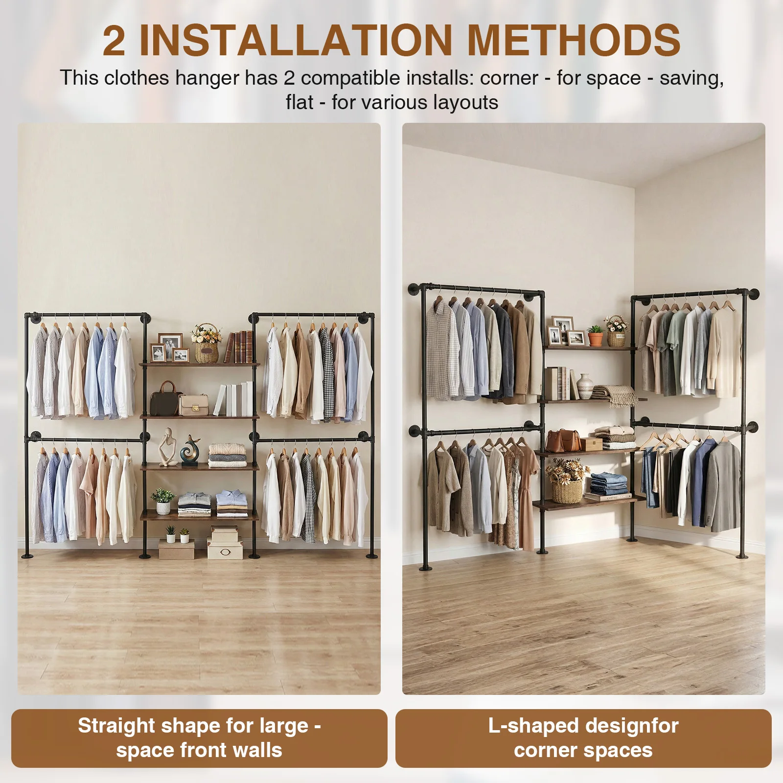 Heavy Duty Clothes Organizer with Double Hanging Rods Industrial Pipes Clothes Racks Closet Storage System Closet Storage System
Heavy Duty Clothes Organizer with Double Hanging Rods Industrial Pipes Clothes Racks Closet Storage System Closet Storage System