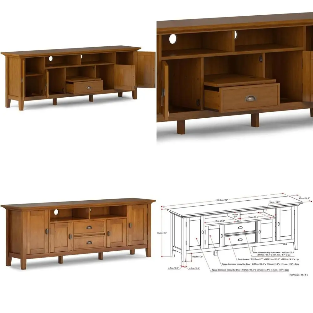 Медиа-консоль из массива дерева 72x80 см, светло-коричневая, с ящиками и системой организации кабелей
Медиа-консоль из массива дерева 72x80 см, светло-коричневая, с ящиками и системой организации кабелей
