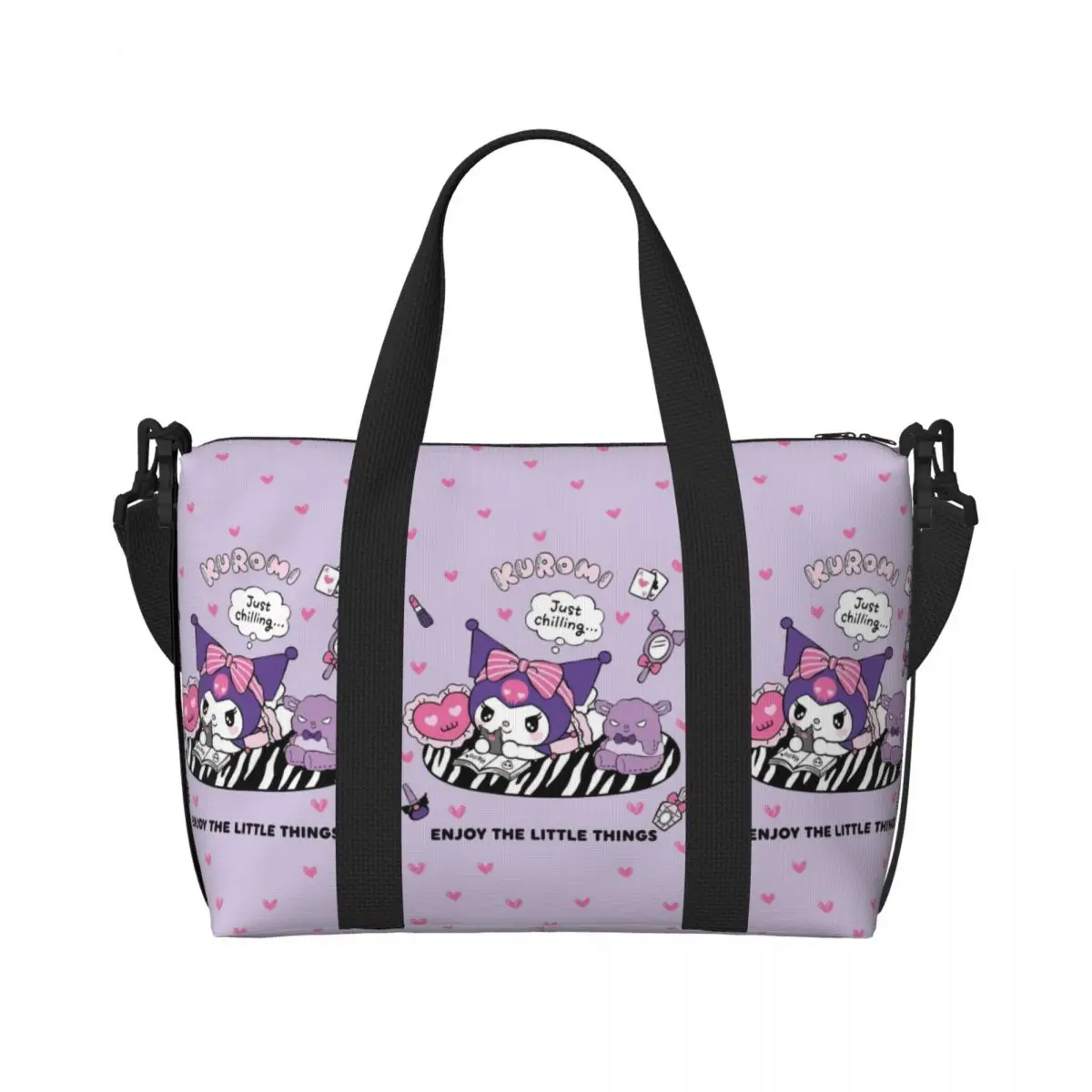 Модная пляжная сумка Kawaii Kuromi на заказ, женская очень большая сумка для спортзала, дорожные сумки для покупок из мультфильмов 
Модная пляжная сумка Kawaii Kuromi на заказ, женская очень большая сумка для спортзала, дорожные сумки для покупок из мультфильмов