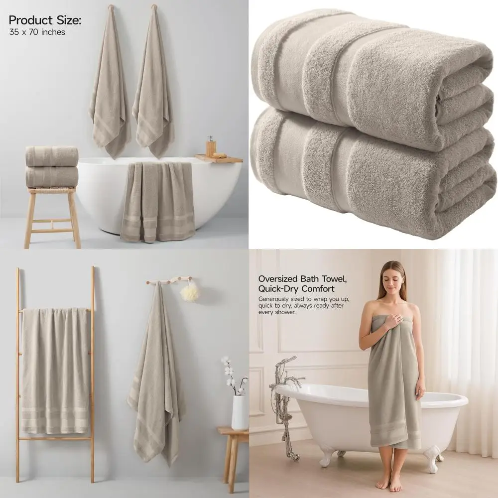 Camel Colored Extra Large 100% Cotton Bath Towels, 2-Pack, 35x70 Inches, 800 GSM, Soft & Absorbent
Camel Colored Extra Large 100% Cotton Bath Towels, 2-Pack, 35x70 Inches, 800 GSM, Soft & Absorbent