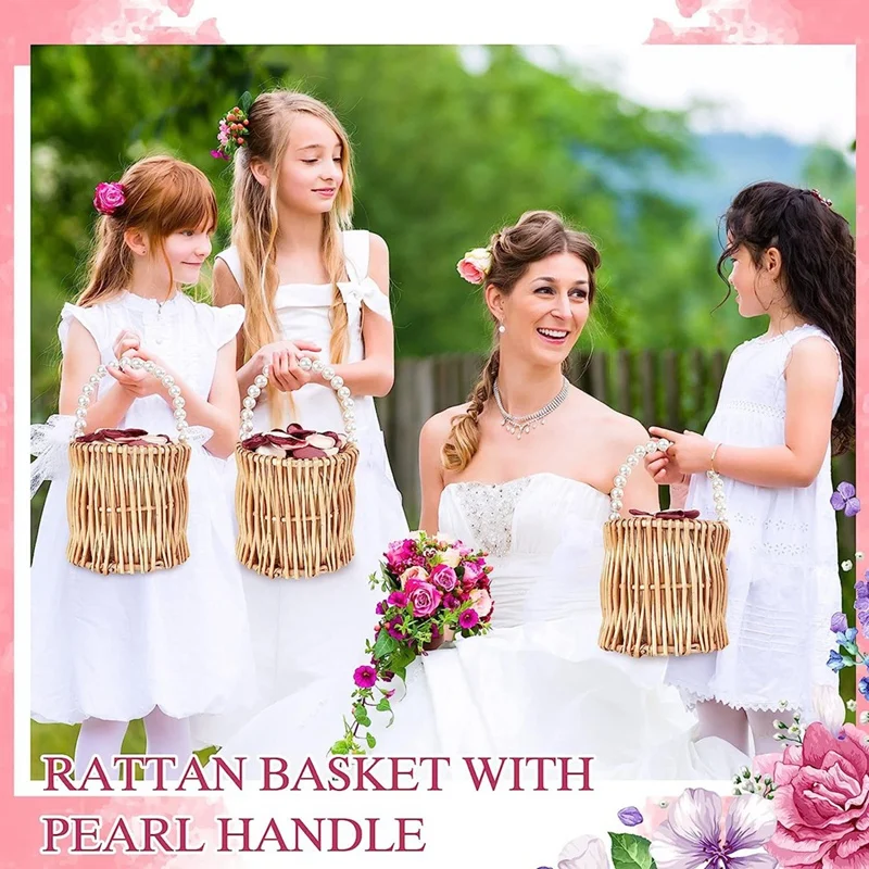 Wicker Wedding Flower Girl Baskets Pearl Wicker Rattan Handwoven Basket Wicker Basket With Handle Straw
Wicker Wedding Flower Girl Baskets Pearl Wicker Rattan Handwoven Basket Wicker Basket With Handle Straw