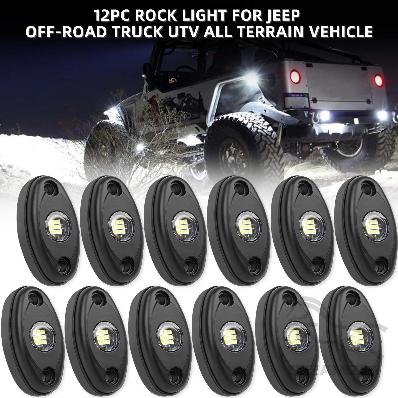 12 in 1 White Blue RGB LED Rock Lights Car Chassis Light For Jeep Off-Road Truck Boat Music Sync Bluetooth APP Control Undergolw
12 in 1 White Blue RGB LED Rock Lights Car Chassis Light For Jeep Off-Road Truck Boat Music Sync Bluetooth APP Control Undergolw
