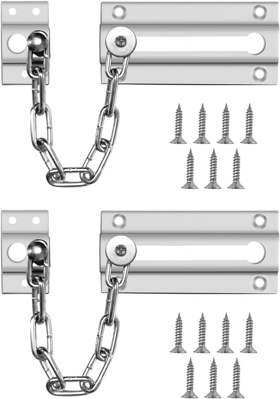 2 Pack Door Chain Lock, Silver Door Guard for Inside Doors, 9 Links Chain Locks with Easy Installation
2 Pack Door Chain Lock, Silver Door Guard for Inside Doors, 9 Links Chain Locks with Easy Installation