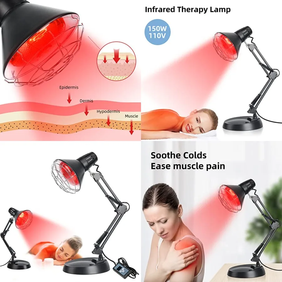 Infrared Red Light Therapy with Sturdy Base, Heat Lamp Device with 150W Bulb, Adjustable Near Infrared Light Heat Lamp Set for
Infrared Red Light Therapy with Sturdy Base, Heat Lamp Device with 150W Bulb, Adjustable Near Infrared Light Heat Lamp Set for