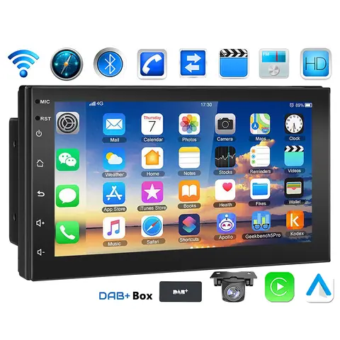 7" Android 14 4+64G Carplay Android Auto Car Stereo Radio Double DIN GPS Navi Bluetooth FM RDS Bluetooth WIFI