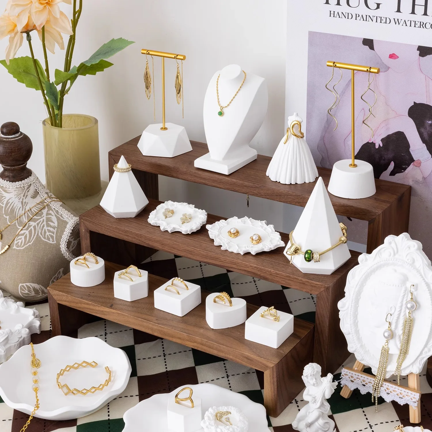 Modern Ceramic Style Jewelry Stand White Plaster Organizer for Earrings Necklace Minimalist Home Decor Ins Photo Background Prop
Modern Ceramic Style Jewelry Stand White Plaster Organizer for Earrings Necklace Minimalist Home Decor Ins Photo Background Prop