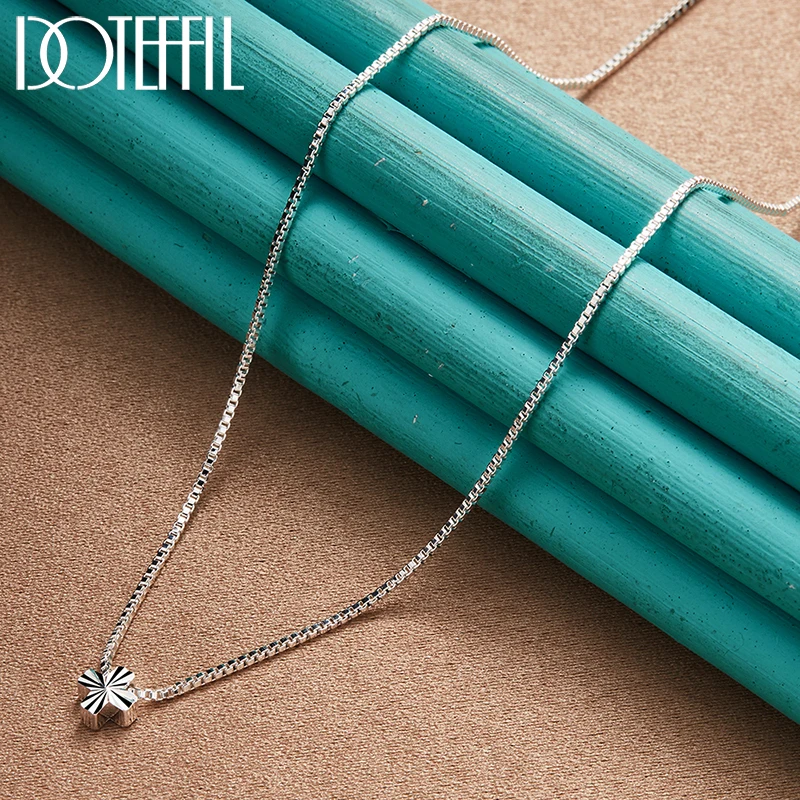 DOTEFFIL 925 Sterling Silver Solid Four Leaf Clover Pendant Box Chain Necklace For Women Man Fashion Wedding Party Charm Jewelry
DOTEFFIL 925 Sterling Silver Solid Four Leaf Clover Pendant Box Chain Necklace For Women Man Fashion Wedding Party Charm Jewelry