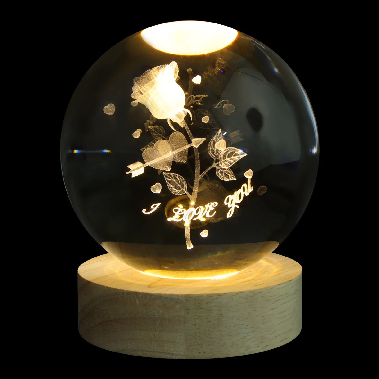 Crystal Ball Night Light 3D Rose Decoration Crystal Ball Lamp Tabletop Night Lamp Warm Light Wood Base Bedroom Decor
Crystal Ball Night Light 3D Rose Decoration Crystal Ball Lamp Tabletop Night Lamp Warm Light Wood Base Bedroom Decor