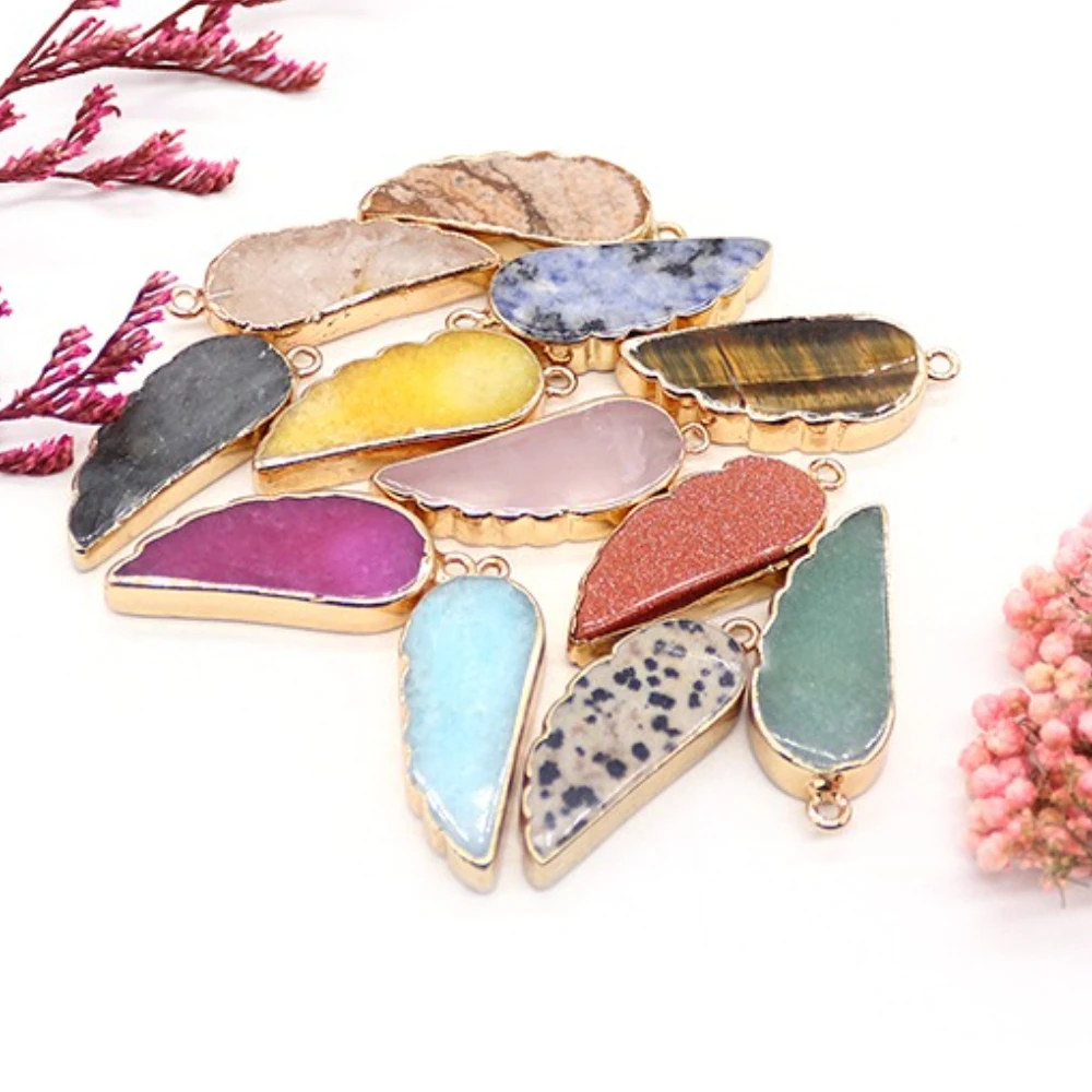 Single Wings Shaped Natural Stone Pendant 2 Pcs Gold Sandstone Flash Labradorite Charm For Woman Jewelry Gift Accessory
Single Wings Shaped Natural Stone Pendant 2 Pcs Gold Sandstone Flash Labradorite Charm For Woman Jewelry Gift Accessory