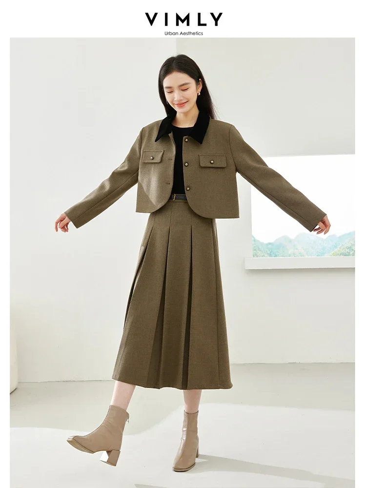 Vimly Women 2 Piece Set Elegant Outfit 2023 Contrast Cropped Jacket Elastic Waist Pleated Midi Skirts New in Matching Sets M5110
Vimly Women 2 Piece Set Elegant Outfit 2023 Contrast Cropped Jacket Elastic Waist Pleated Midi Skirts New in Matching Sets M5110