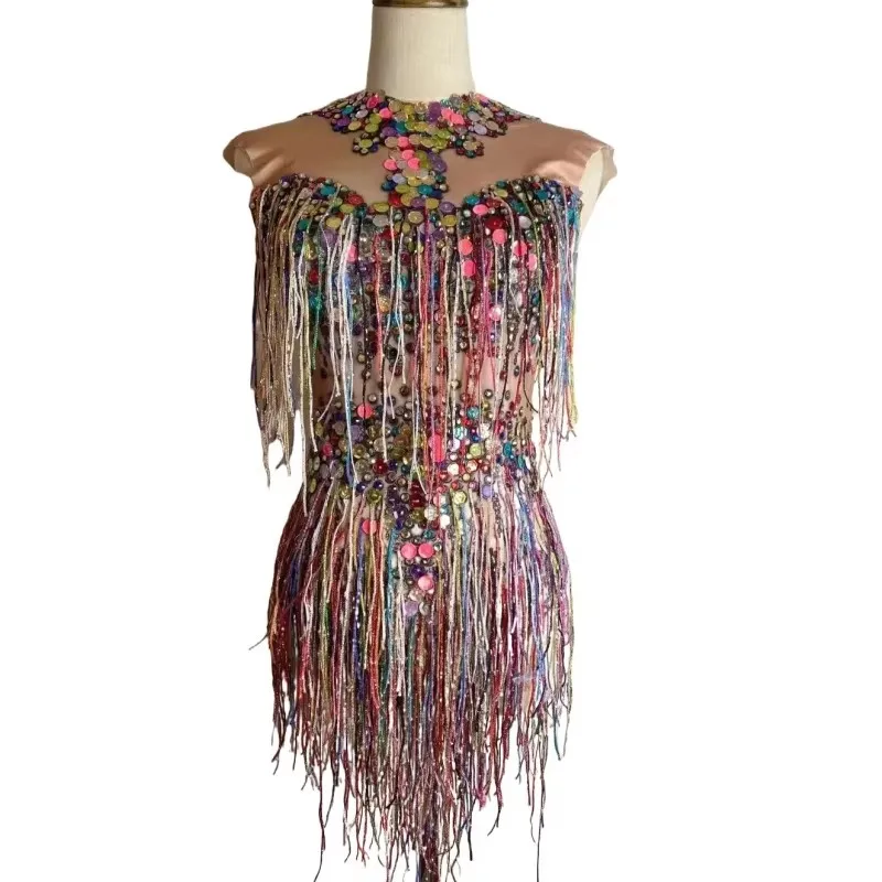 Colorful Crystal Sequins Tassel Leotard Sexy DJ Dancer Singer Nightclub Stage Wear Fringe Bodysuit Performance Costume
Colorful Crystal Sequins Tassel Leotard Sexy DJ Dancer Singer Nightclub Stage Wear Fringe Bodysuit Performance Costume