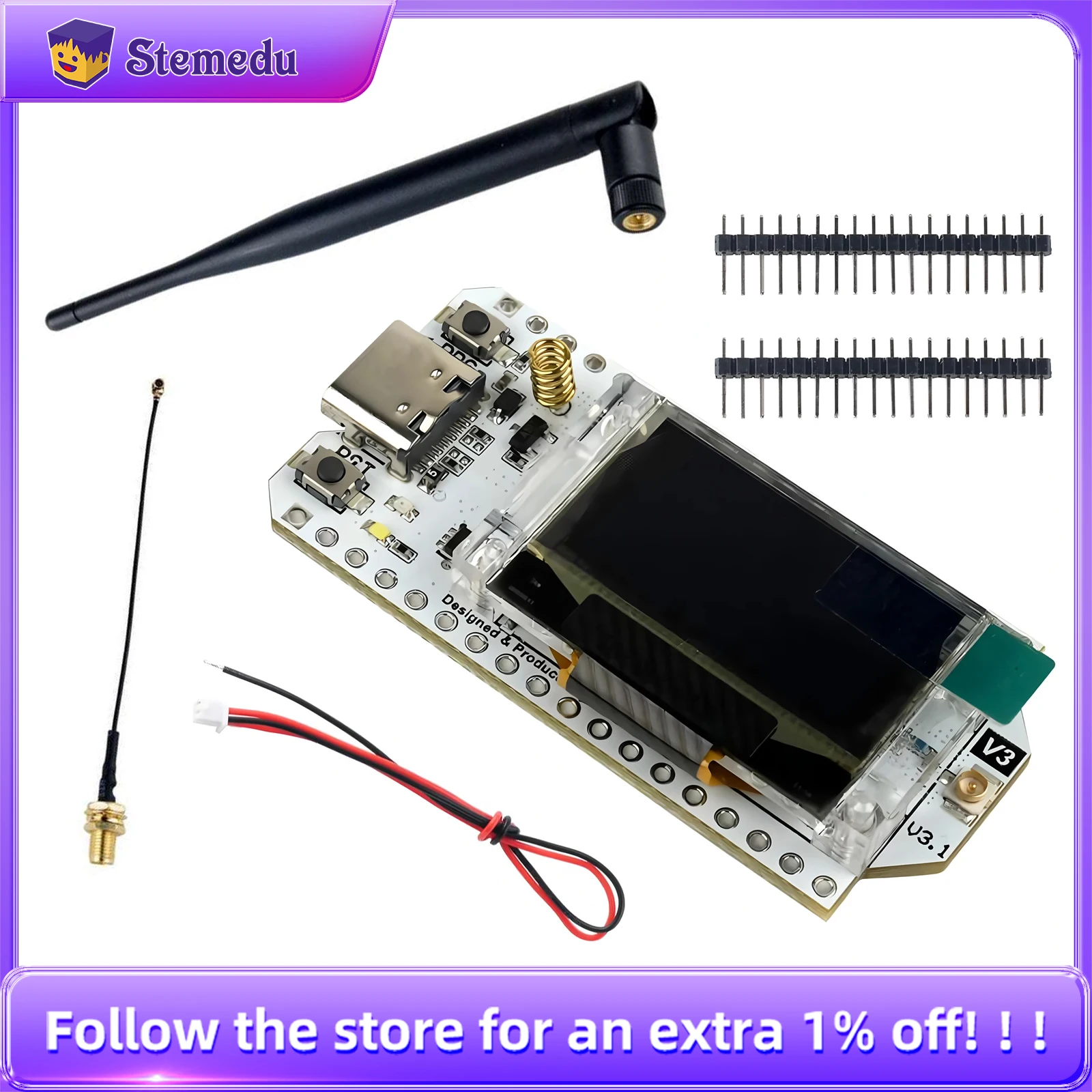 1 Set Heltec LoRa32 V3 Node Development Board LoRa 32 SX1262 ESP32-S3 Wifi BLE with 5DBi SM A Male Antenna IPEX for Meshtastic
1 Set Heltec LoRa32 V3 Node Development Board LoRa 32 SX1262 ESP32-S3 Wifi BLE with 5DBi SM A Male Antenna IPEX for Meshtastic