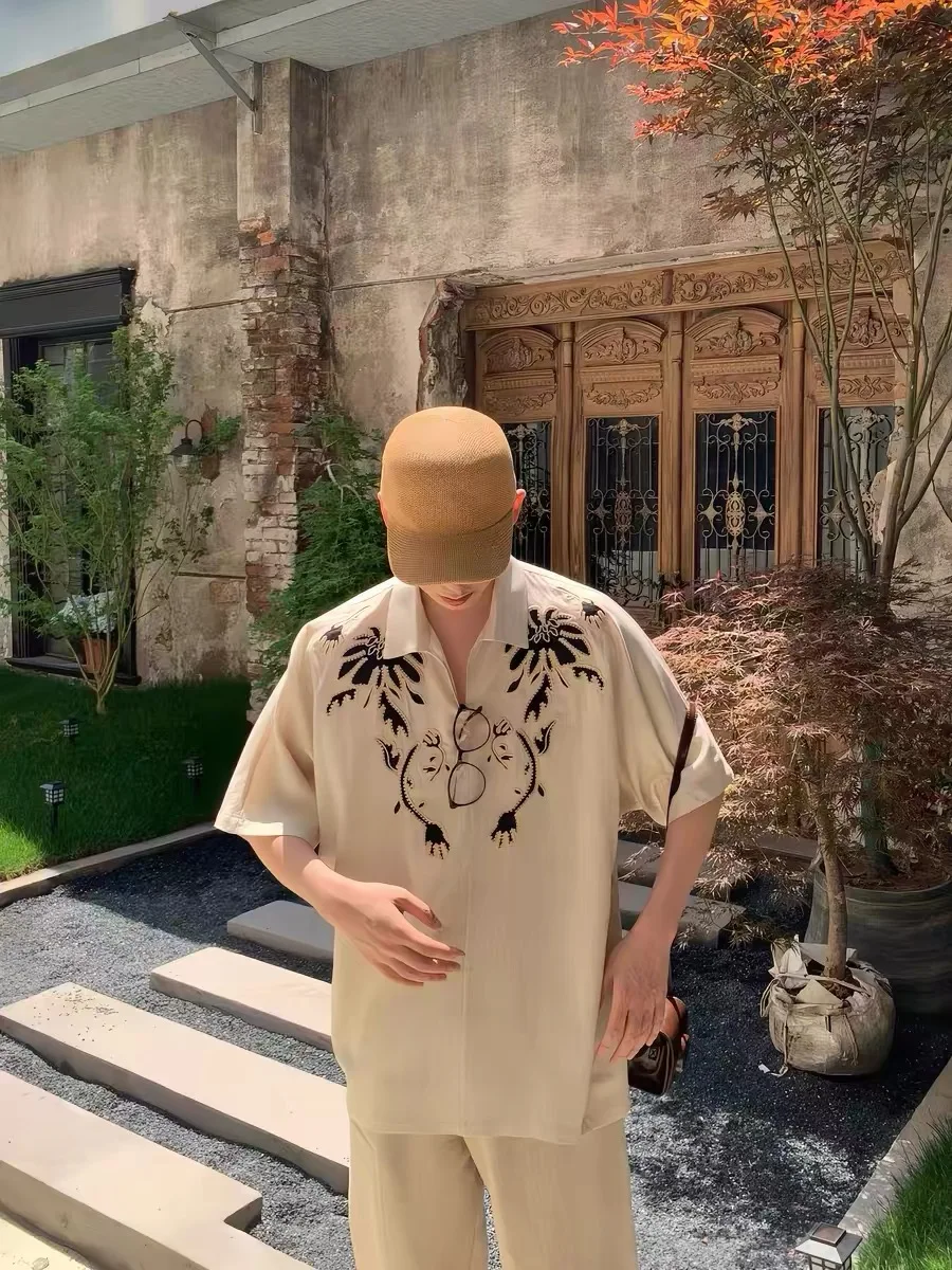 Loose Fit Short Sleeve Embroidered Linen Feel Shirt Summer Casual Men's Shirt Comfortable Breathable Lightweight T-Shirt
Loose Fit Short Sleeve Embroidered Linen Feel Shirt Summer Casual Men's Shirt Comfortable Breathable Lightweight T-Shirt