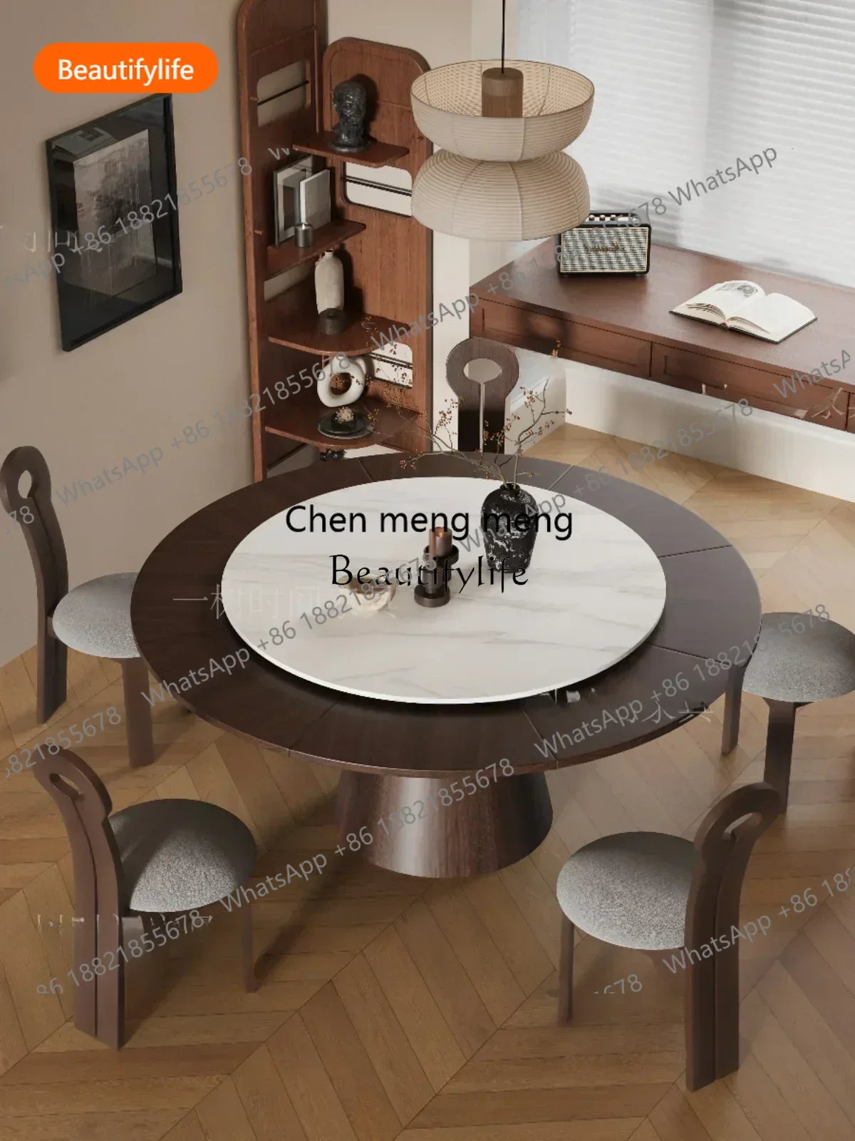 Deformation round Table Antique Style Solid Wood Rotating Retractable Dining Table French Retro Folding A55
Deformation round Table Antique Style Solid Wood Rotating Retractable Dining Table French Retro Folding A55