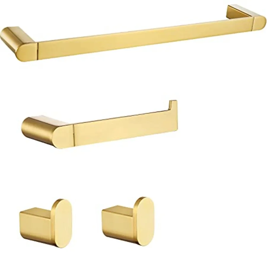 Bathroom towel holder set: brushed gold stainless steel, 4-piece wall mount including 18 towel bar, toilet paper holder, and 2
Bathroom towel holder set: brushed gold stainless steel, 4-piece wall mount including 18 towel bar, toilet paper holder, and 2