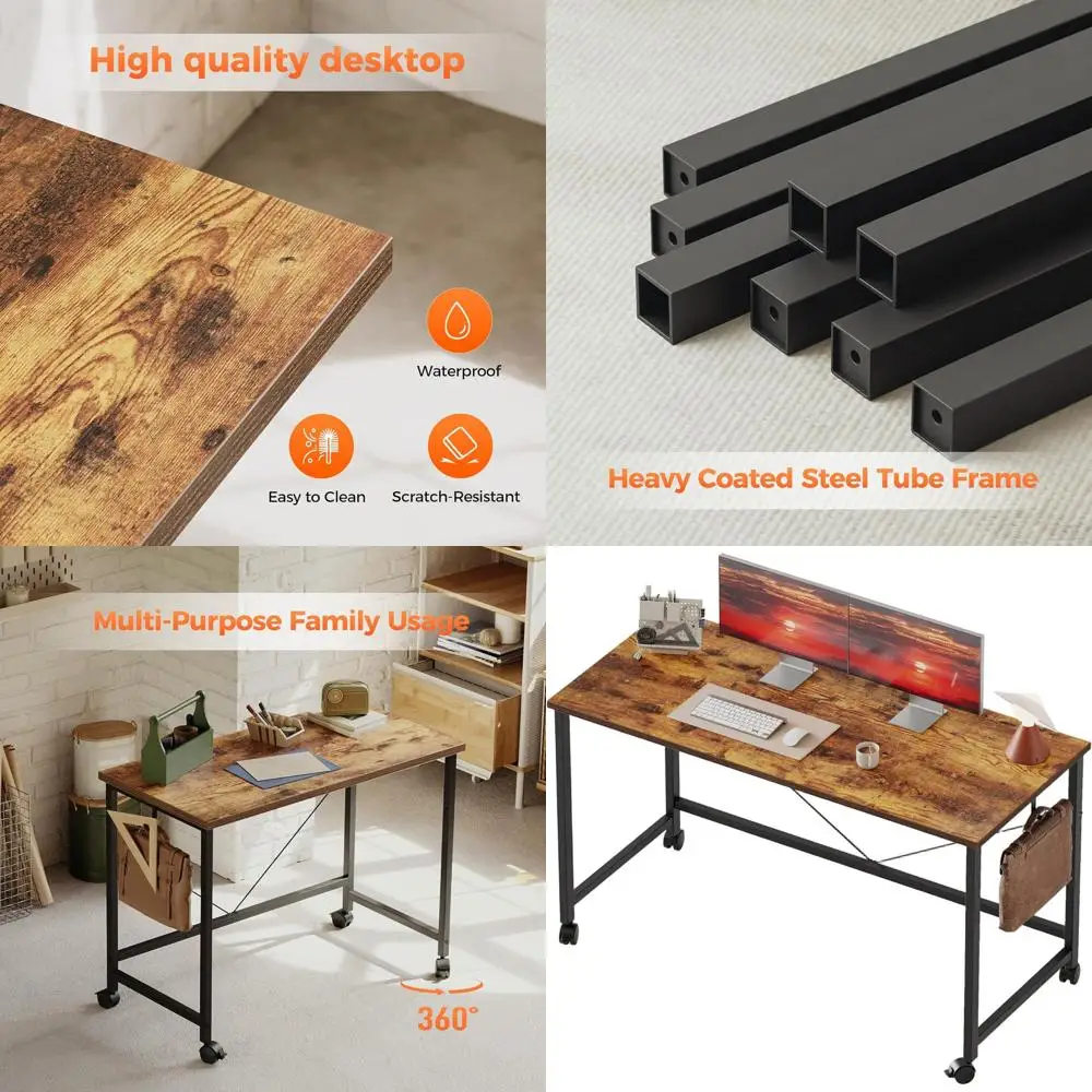 Compact Rolling Desk with Wheels, Gaming and Home Office Desk for Small Spaces, Sleek Modern Study Table
Compact Rolling Desk with Wheels, Gaming and Home Office Desk for Small Spaces, Sleek Modern Study Table
