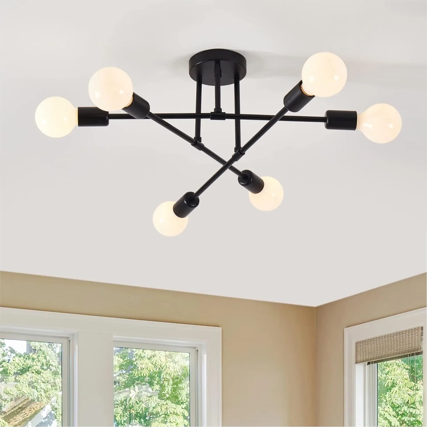 Semi Flush Mount Ceiling Light, 6-Light Sputnik Chandelier with E26 Base for Living Room Bedroom Kitchen Hallway
Semi Flush Mount Ceiling Light, 6-Light Sputnik Chandelier with E26 Base for Living Room Bedroom Kitchen Hallway