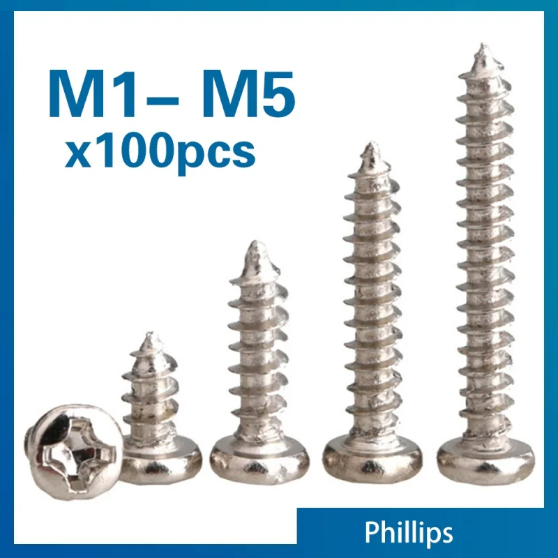 100pcs/lot Phillips Self Tapping Screws Cross Recessed Round Head Nickel Plated Carbon Steel M1, M1.4 M1.7 M2.3 M2.6 M3.5 M5
100pcs/lot Phillips Self Tapping Screws Cross Recessed Round Head Nickel Plated Carbon Steel M1, M1.4 M1.7 M2.3 M2.6 M3.5 M5