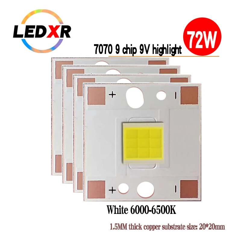 72W high power LED 7070 flat lamp bead 9V 7000mA highlight lamp bead electric vehicle lamp bead 7070 lamp bead copper substrate
72W high power LED 7070 flat lamp bead 9V 7000mA highlight lamp bead electric vehicle lamp bead 7070 lamp bead copper substrate
