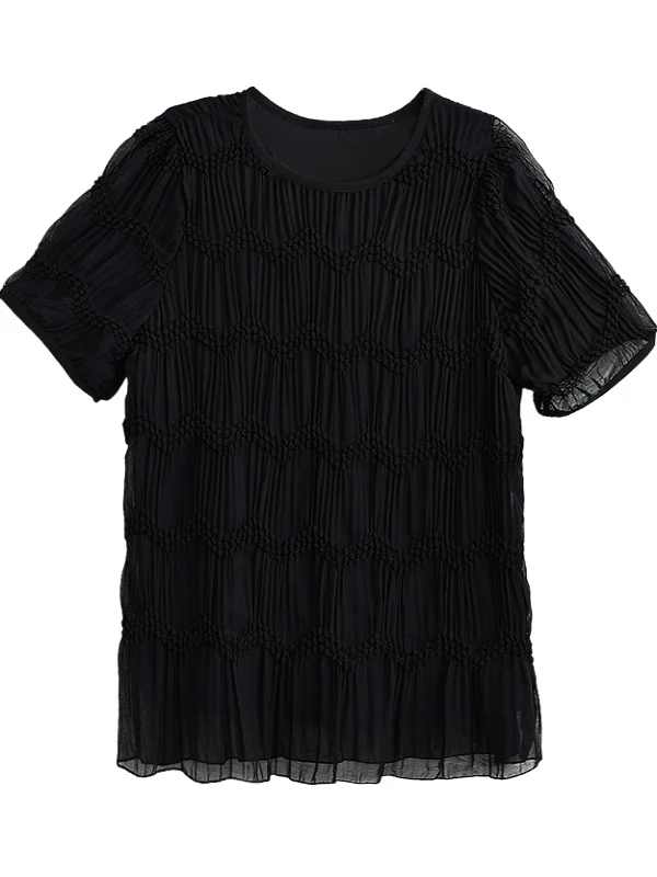 ort Sve T-irt Women's Summer Elegance Chiffon Blouse Design Sense Pleated Texture plus Size Versatile irt Top
ort Sve T-irt Women's Summer Elegance Chiffon Blouse Design Sense Pleated Texture plus Size Versatile irt Top