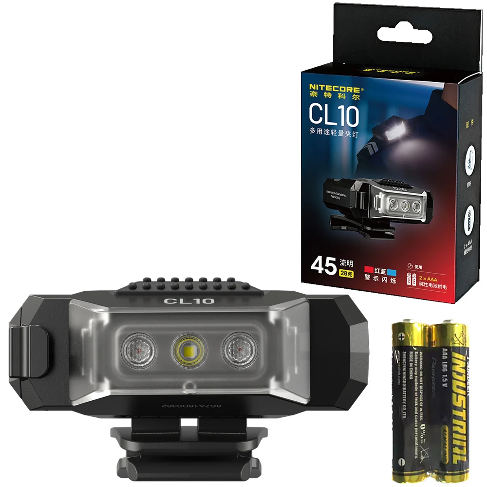 NITECORE CL10 45 Lumens White LED Red / Blue Warning Flashing Multipurpose Ultra Lightweight Clip-on Light 2x AAA on Night Duty
NITECORE CL10 45 Lumens White LED Red / Blue Warning Flashing Multipurpose Ultra Lightweight Clip-on Light 2x AAA on Night Duty