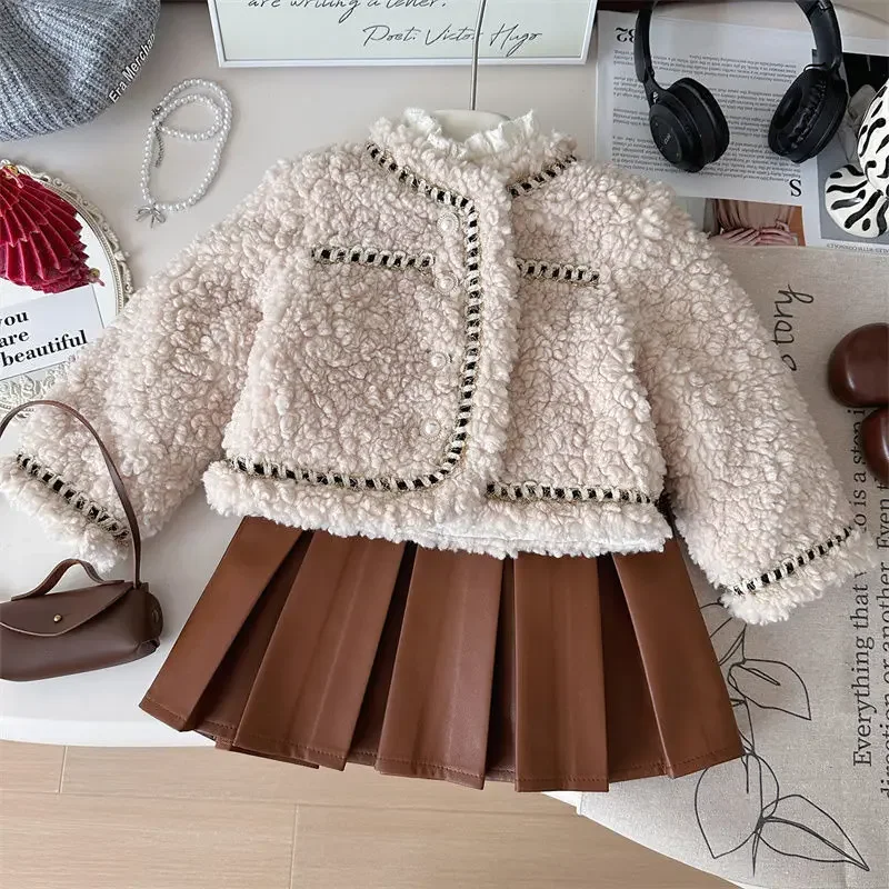 2024 Elegant Girls Baby Winter Clothing Set Fake Fur Coats+PU Skirts,tops Fashion Kids Children Birthday 2pcs Clothes Outfits
2024 Elegant Girls Baby Winter Clothing Set Fake Fur Coats+PU Skirts,tops Fashion Kids Children Birthday 2pcs Clothes Outfits